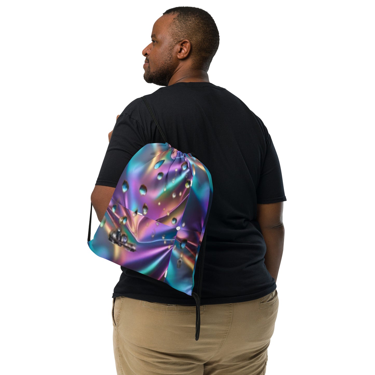 Neon rhythms Raindrops Drawstring bag