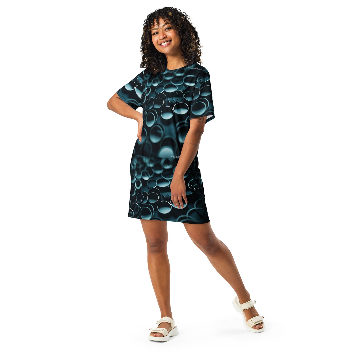 AI Abstract Motif T-shirt dress