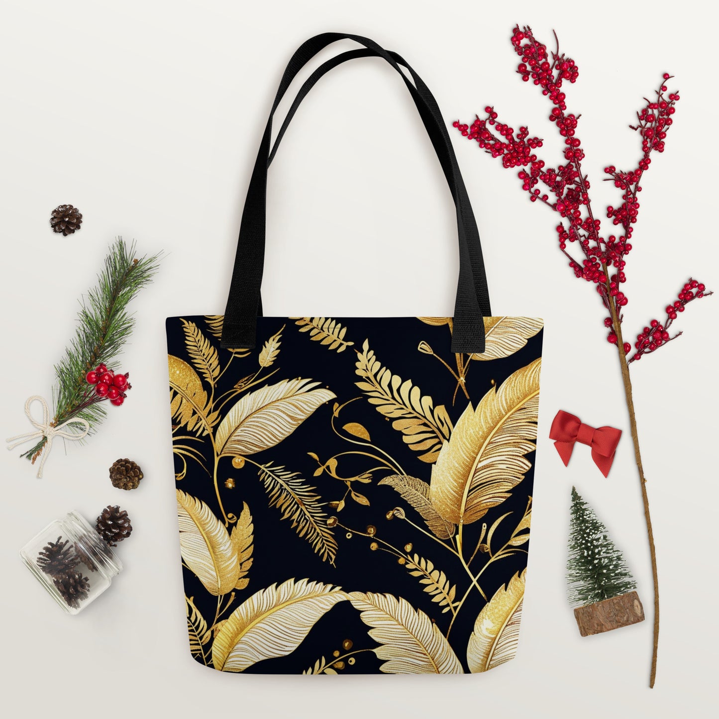 AI Abstract design Black and gold shimmer Tote bag
