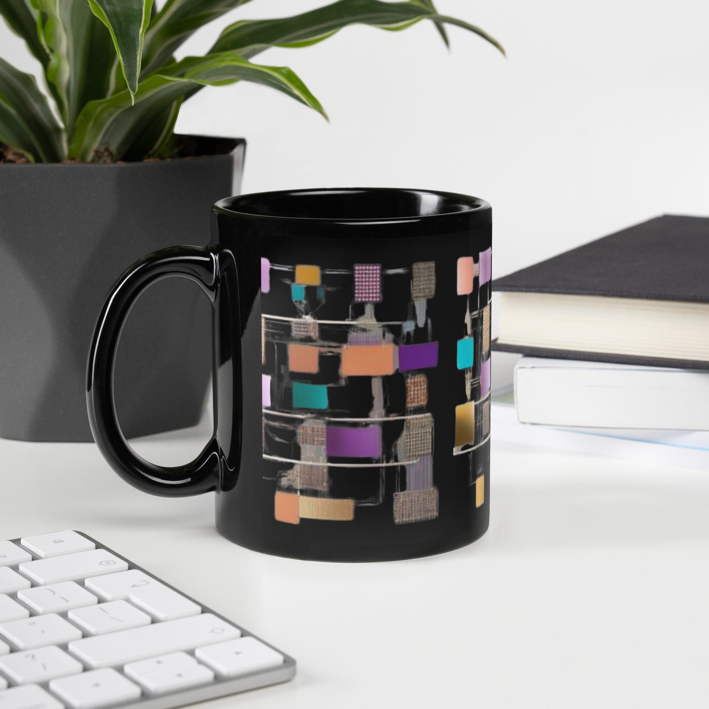 sticky Notes art Black Glossy Mug