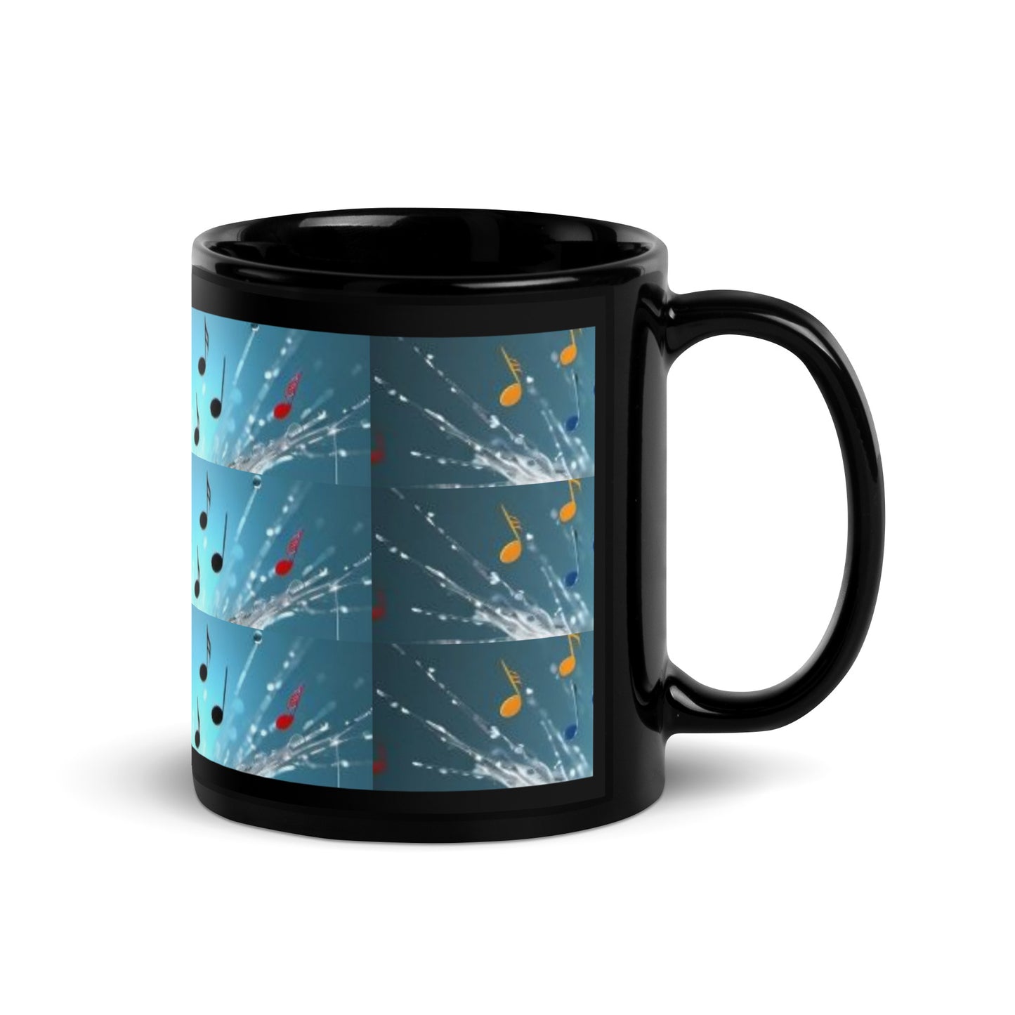 Music Notes Black Glossy Mug