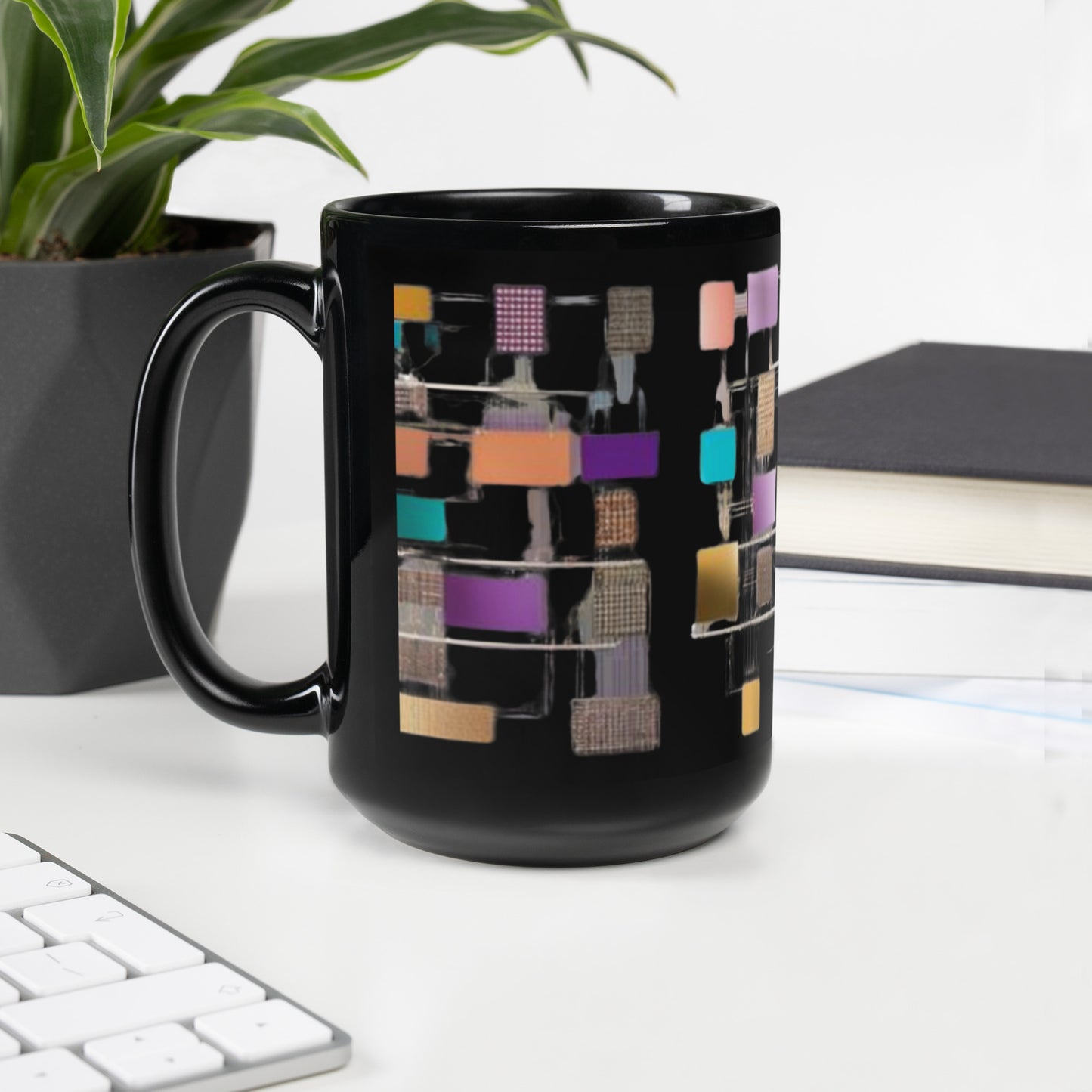 sticky Notes art Black Glossy Mug