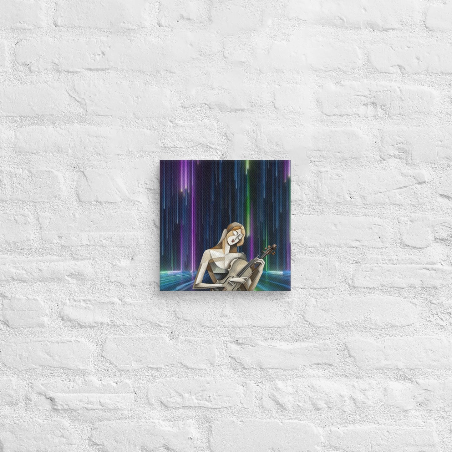 AI fusion Art canvas - Cubism and neon rain