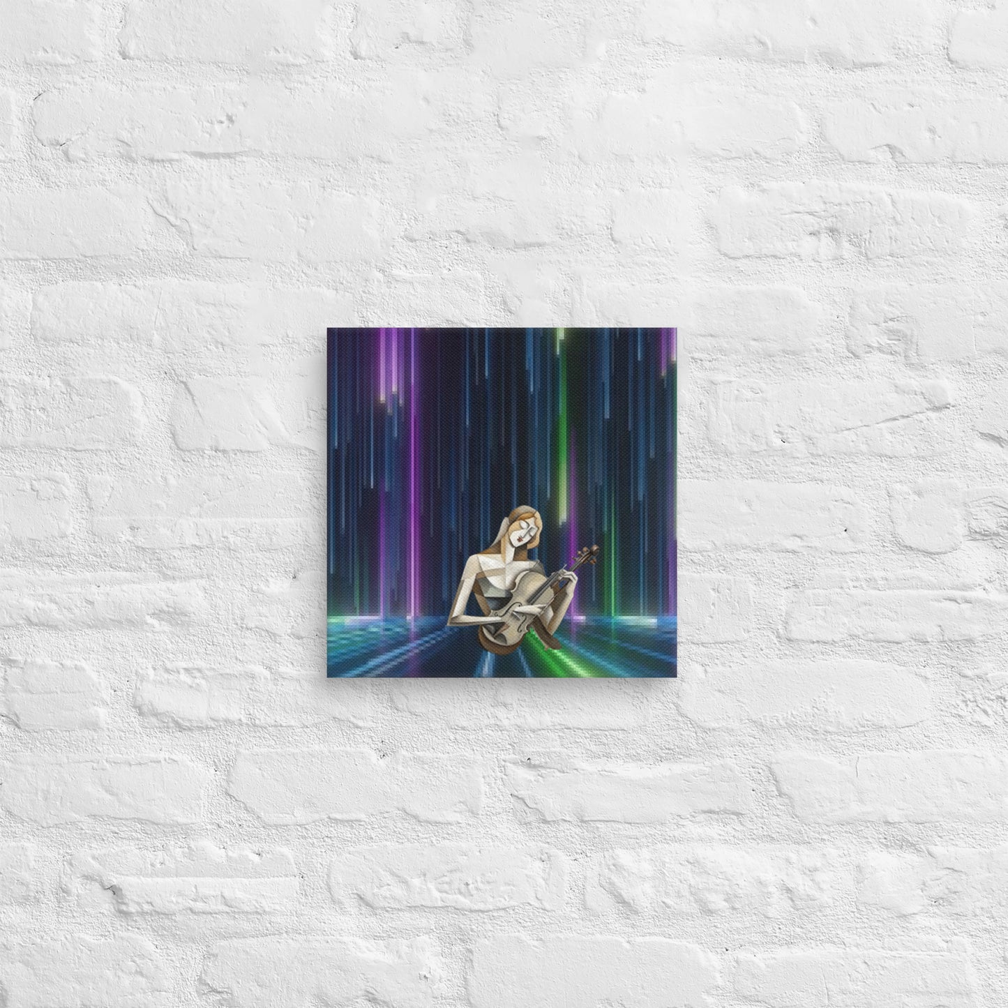 AI fusion Art canvas - Cubism and neon rain