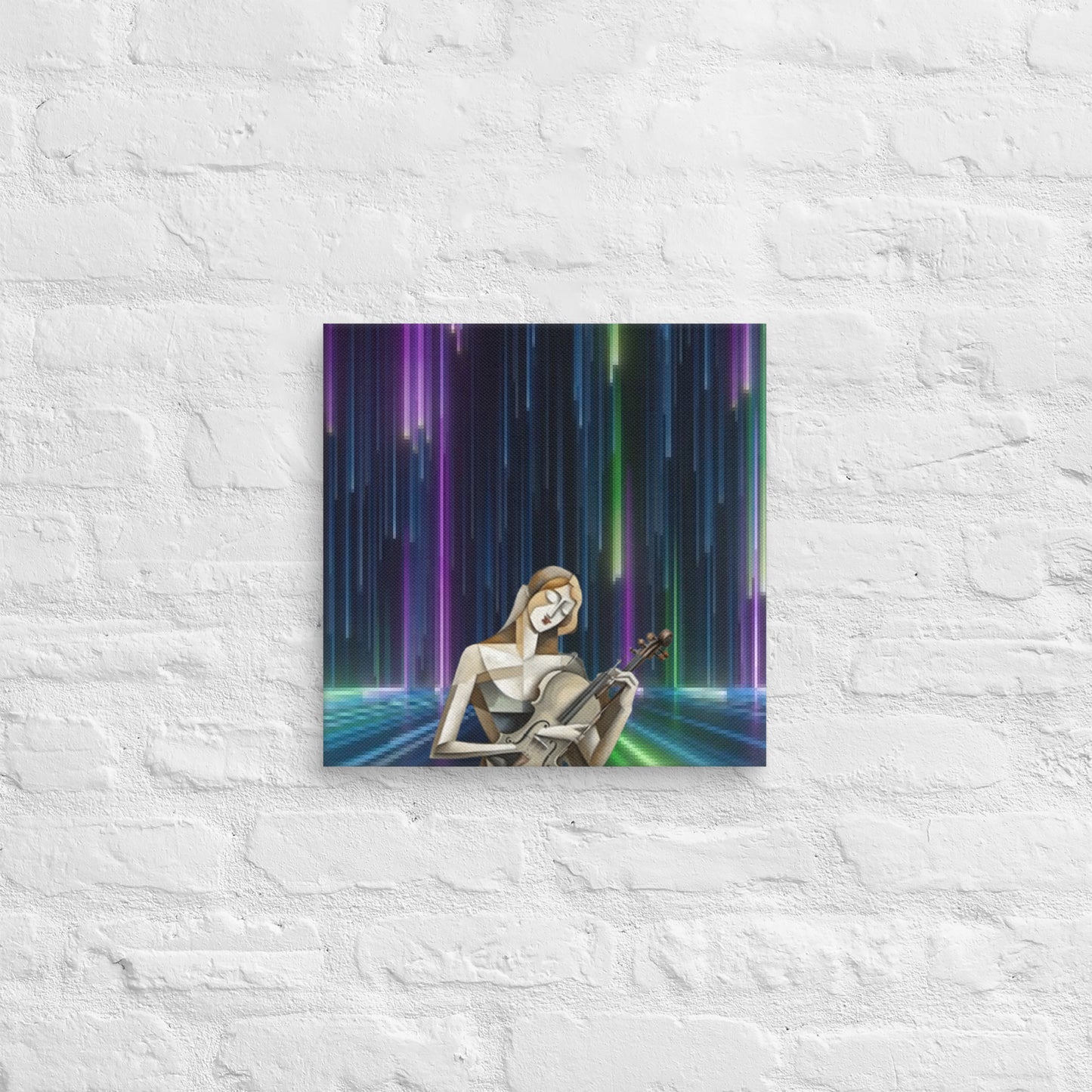 AI fusion Art canvas - Cubism and neon rain